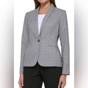 Tommy Hilfiger womens Plaid Fitted Single Button Blazer Sz 14